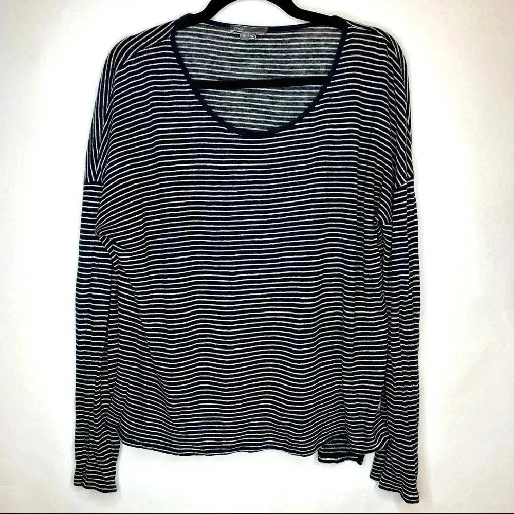 Vince Linen Oversized Striped Sweater Size Med EUC​​